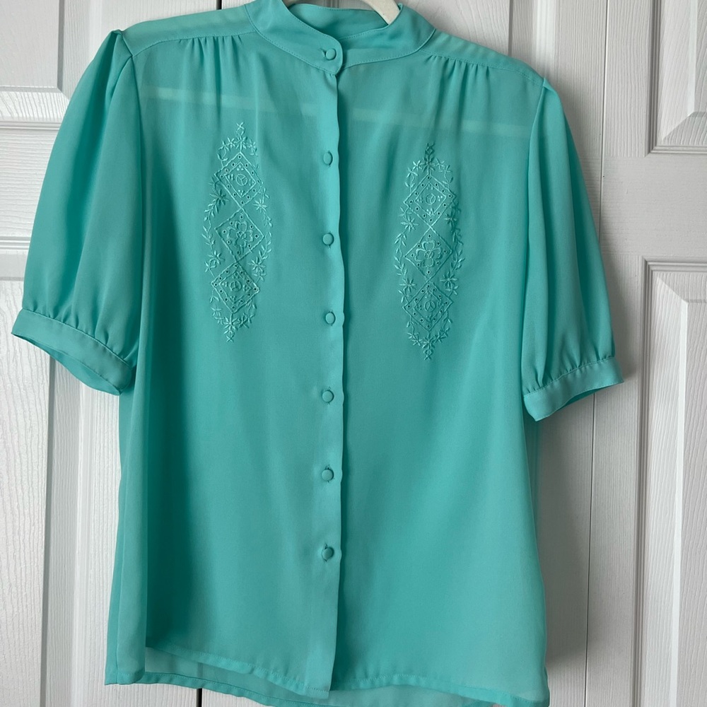 VINTAGE sheer blouse with embroidered details